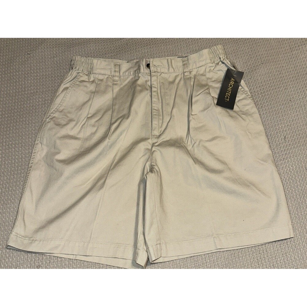 MEN'S Architect, SHORTS SIZE 34X8 Chino/Khaki  Pockets Pleated NWT